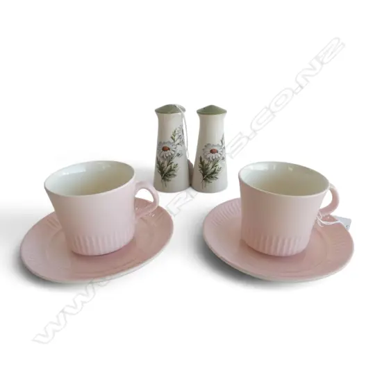 2 PINK CROWN LYNN DUOS & SHASTA DAISY PATTERN SALT & PEPPER
