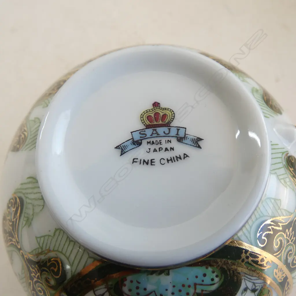 JAPANESE CHINA GREEN TEASET CAKE PLATES MUGS TEAPOT & CSPS SAJI PAT Image 1++
