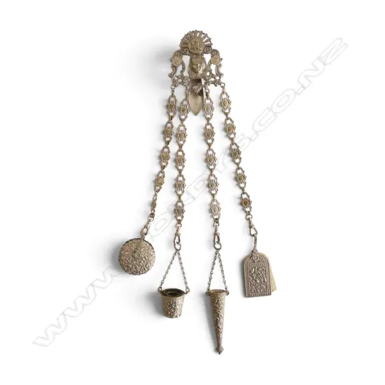 EGYPTIANESQUE CHATELAINE w. 4 ATTACHMENTS L.320mmmm
