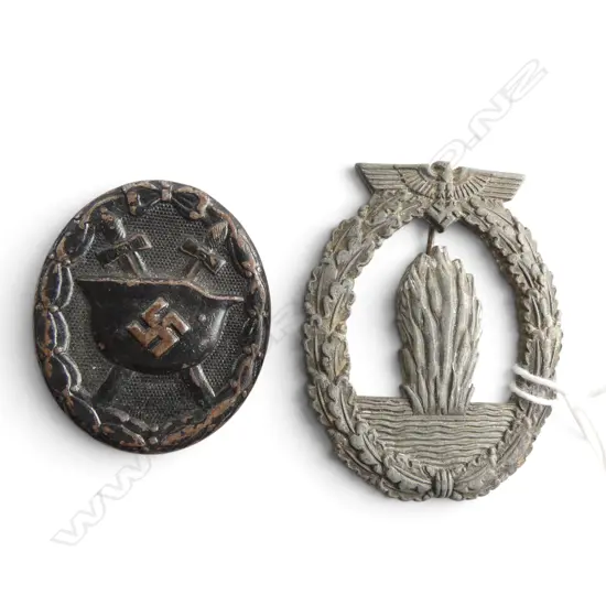 2 GERMAN WWII BADGES; WOUND & MINESWEEPER 55x45mm