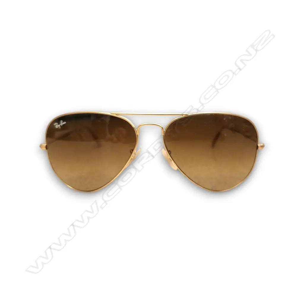 CLASSIC RAY-BAN AVIATOR SUNGLASSES GOLD METAL FRAME AND BROWN LENSES Image 1++