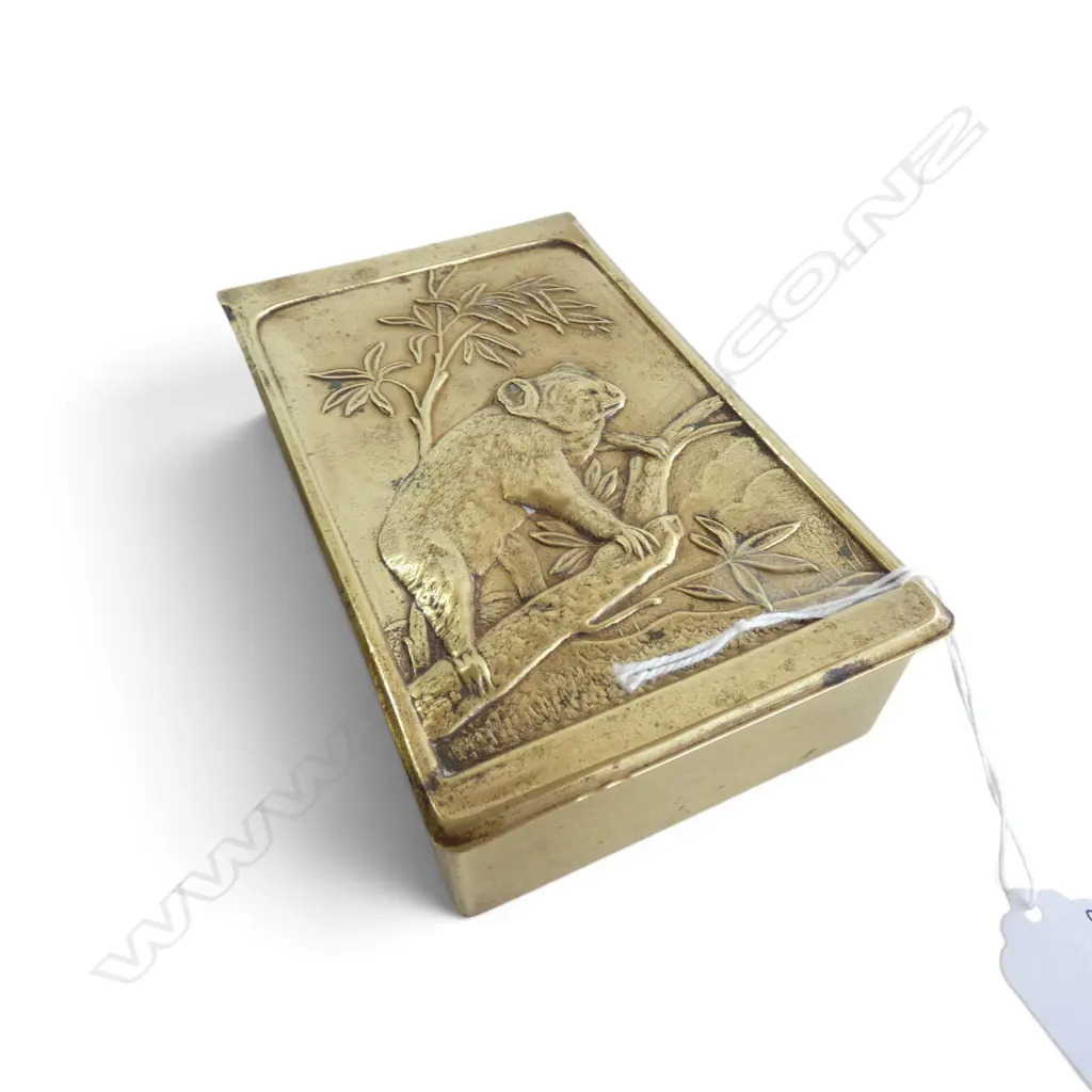 VINTAGE BRASS 'KOALA' BOX, cedarwood lined, 85x140x35mm Image 1++