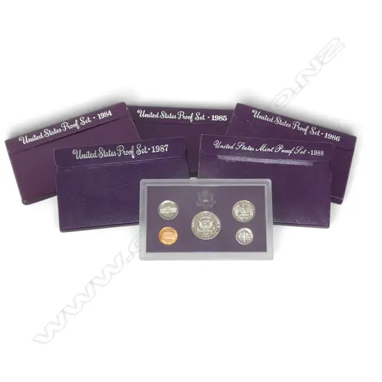 5 UNITED STATES US PROOF COIN SETS 1984 TO 1988