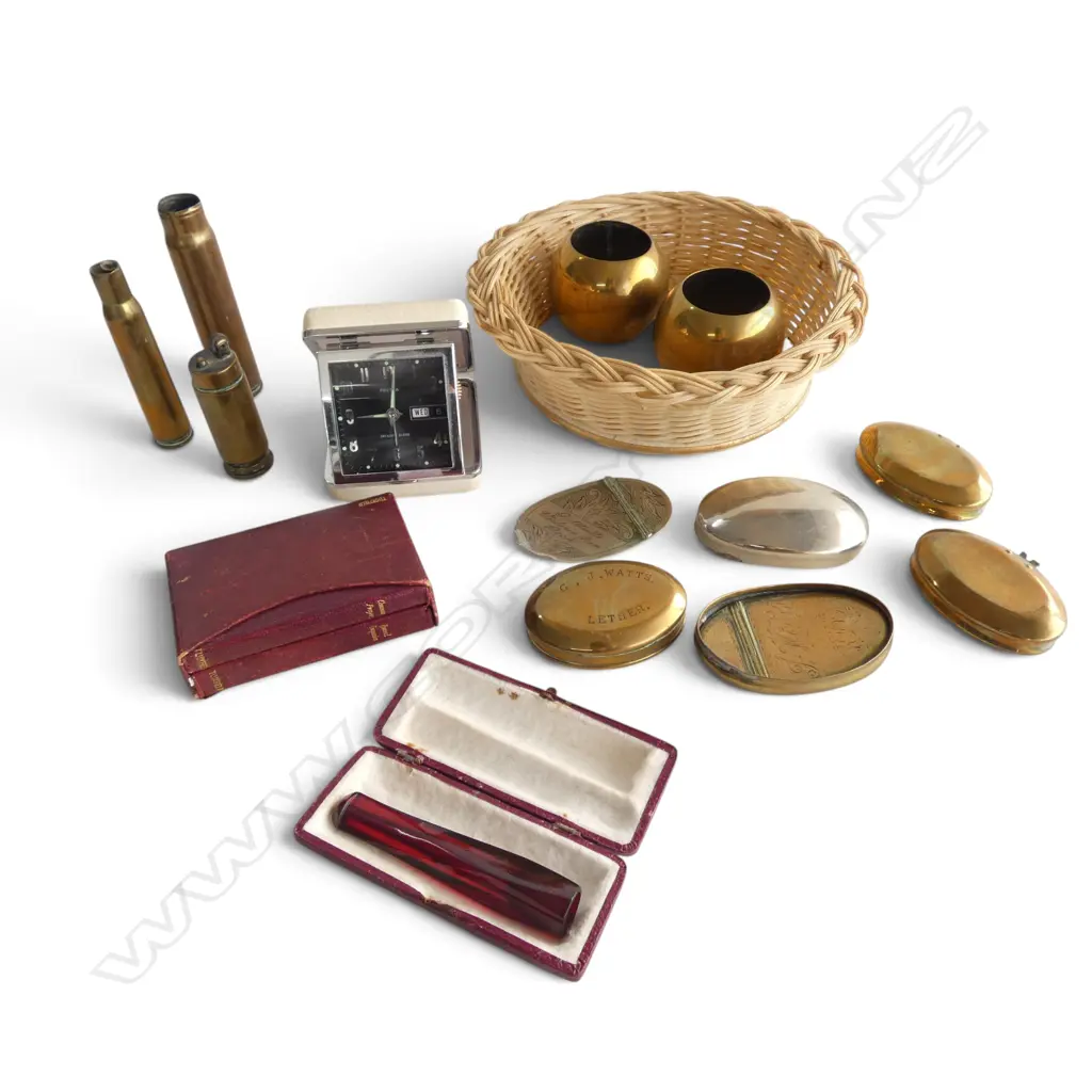 ASST. BRASS AMMUNITION SHELLS & CASES, MINIATURE PRAYER BOOKS, etc Image 1++