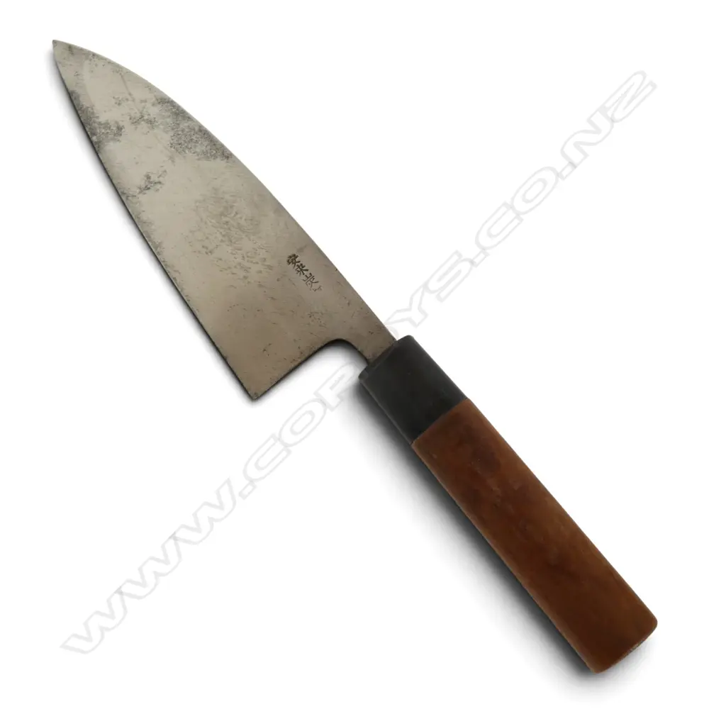 HIGHEST QUALITY JAPANESE CHEF'S KNIFE, TSUCHIME DIMPLE FINISH, ROSEWOOD HANDLE, MAKER'S NAME to BLADE Image 1++