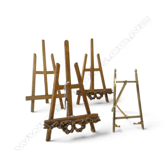 4 MINIATURE GILT EASELS 