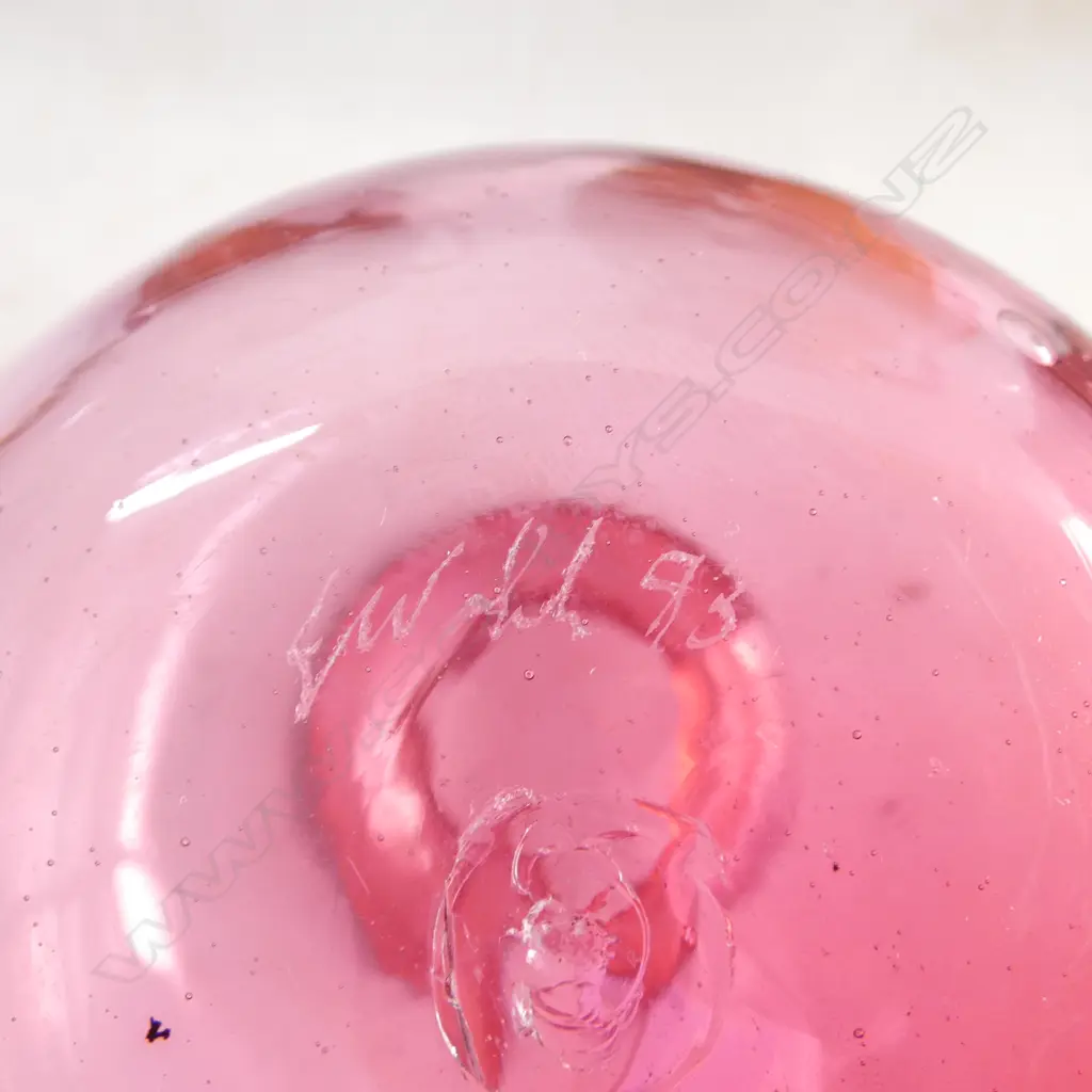 CRANBERRY GLASS STUDIO VASE SIGNED J WALSH H110MM & ANOTHER  UNSIGNED H380MM Image 1++