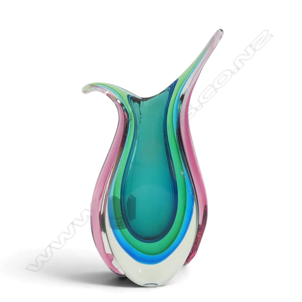 MULTI COLOURED MID CENTURY STUDIO GLASS VASE H270MM Image 1++
