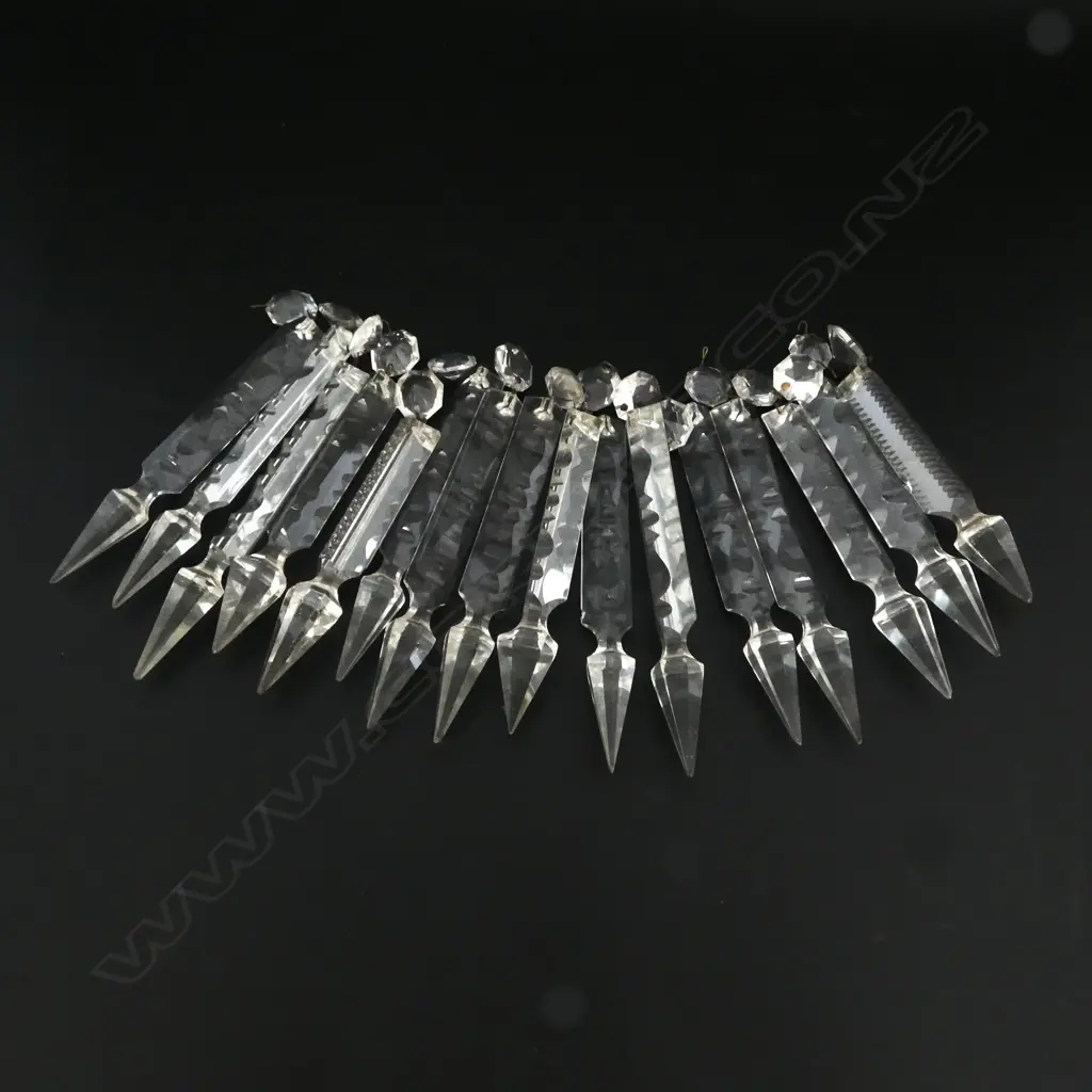16 VICTORIAN CUT CRYSTAL LUSTRES, H.160MM Image 1++