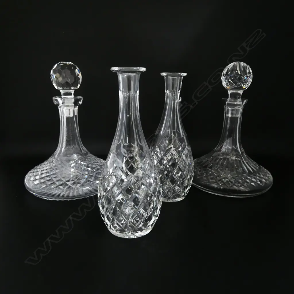 4 DECANTERS; 2 SHIPS + 2 w. NO STOPPERS H.250mm Image 1++