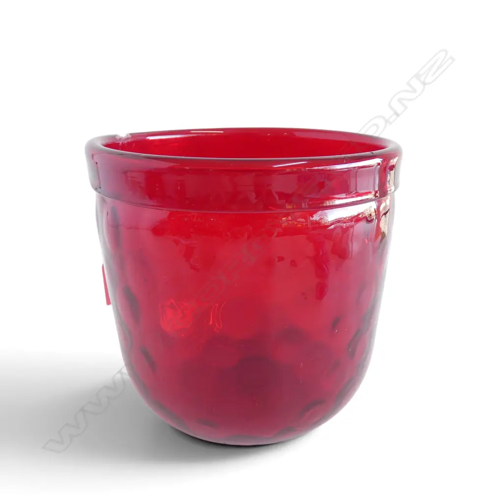 MID CENTURY WHITEFRIARS RED GLASS BOWL H170 DIA 170MM Image 1++