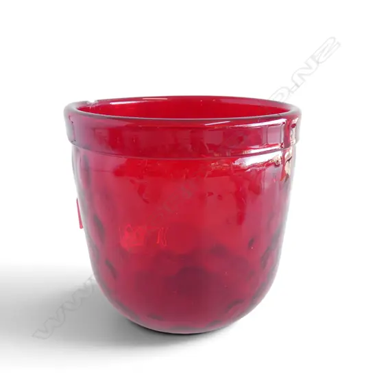 MID CENTURY WHITEFRIARS RED GLASS BOWL H170 DIA 170MM