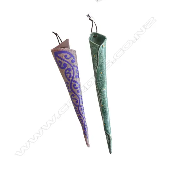 2 KEUM SUN LEE TRUMPET WALL VASES, L.300/340mm