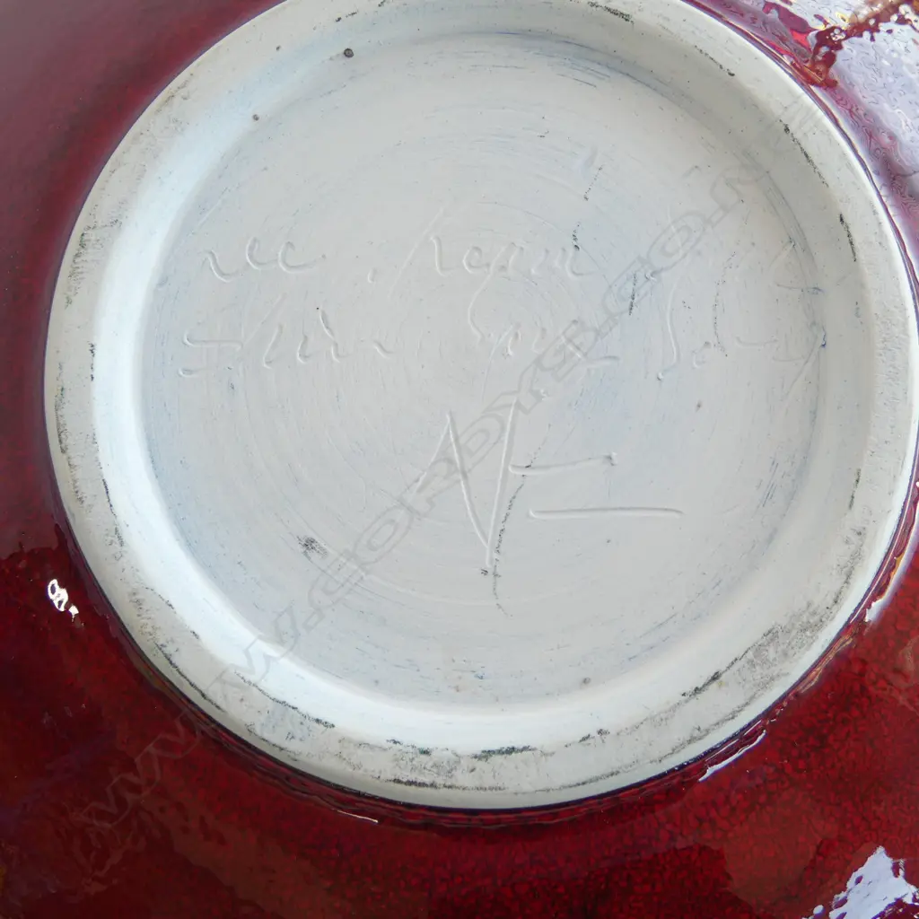 KEUM SUN LEE RED GLAZED BOWL, Dia.330mm  Image 1++
