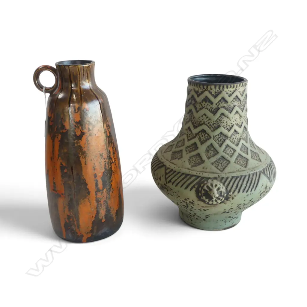 2 MID CENTURY WEST GERMAN VASES H330 & 300MM Image 1++