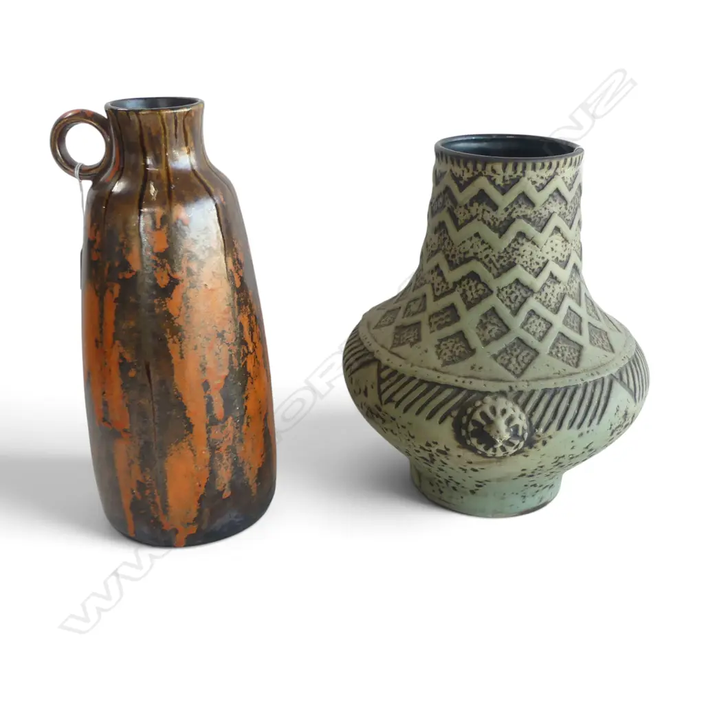 2 MID CENTURY WEST GERMAN VASES H330 & 300MM Image 1++