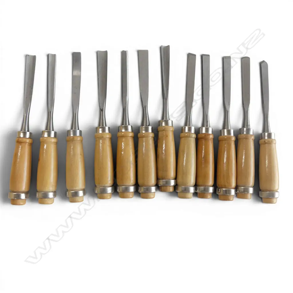 FROM JAPAN 12 NEW CARBON STEEL PUSH/TAP WOOD  CARVING CHISELS Image 1++