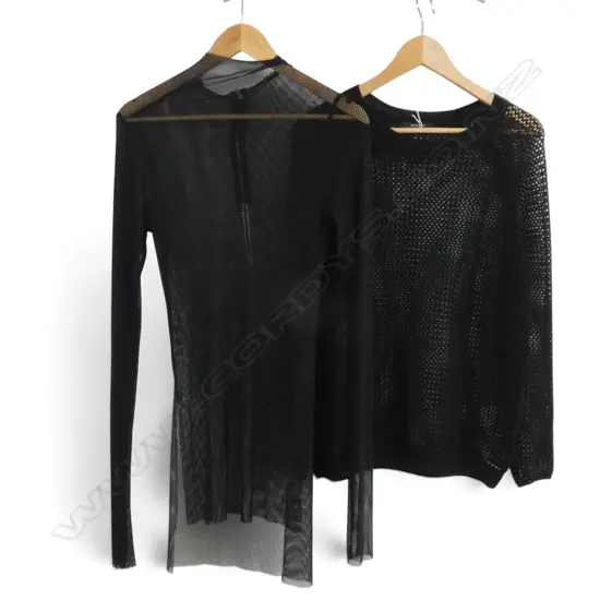 2 BLACK MESH TOPS (TAYLOR & WORKSHOP SZ L)