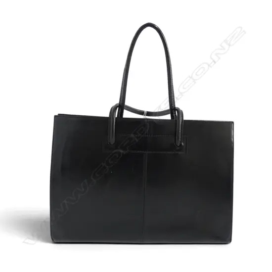 ITALIAN BLACK LEATHER HAND BAG 300x400mm