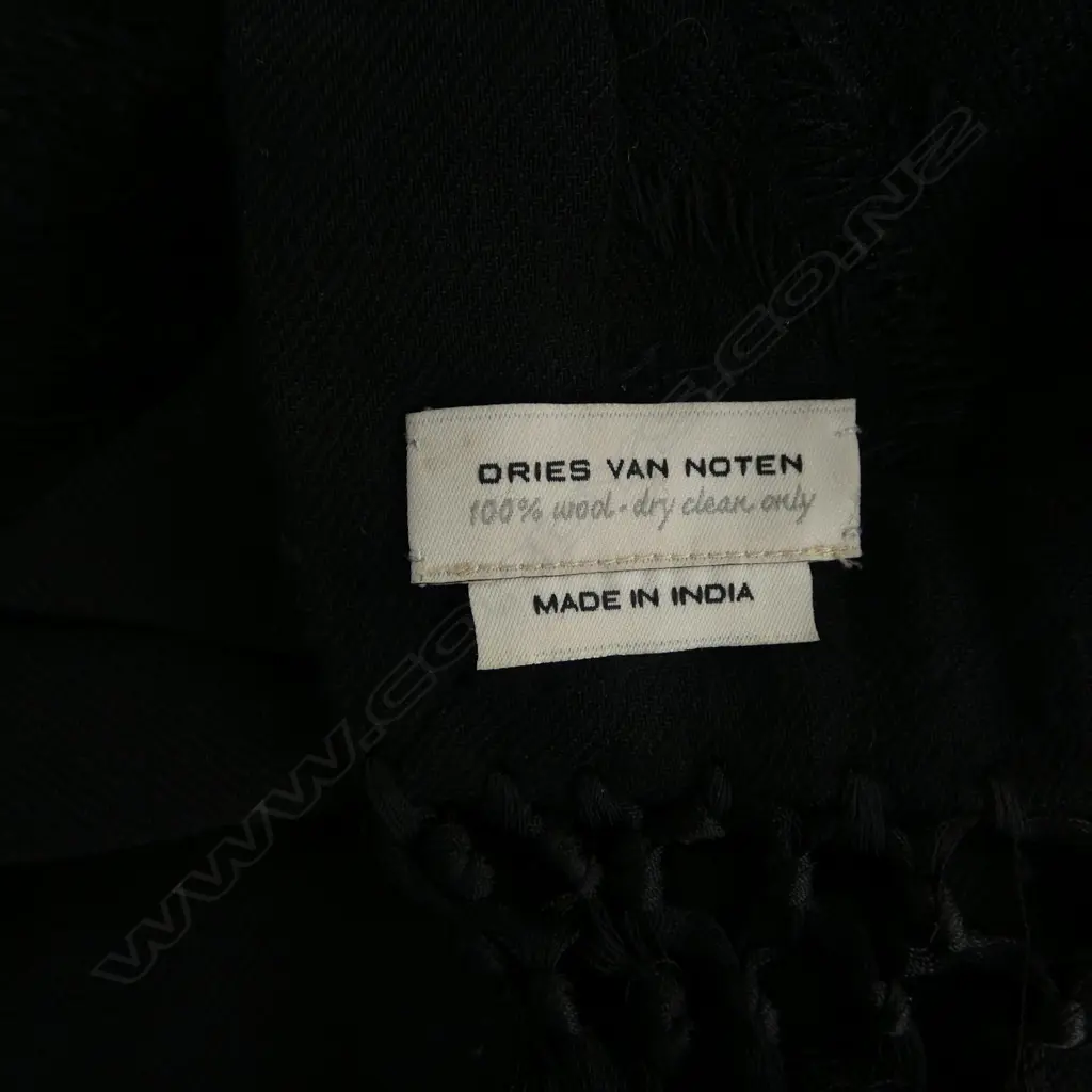 DRIES VAN NOTEN EMBROIDERED BLACK WOOL SCARF, BOXED Image 1++