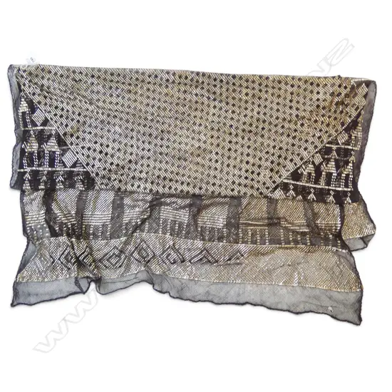 VINTAGE DECO FLAPPER EYGPTION SILVER INLAID SHAWL L2300MM