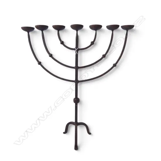 WROUGHT IRON MENORAH H.515mm