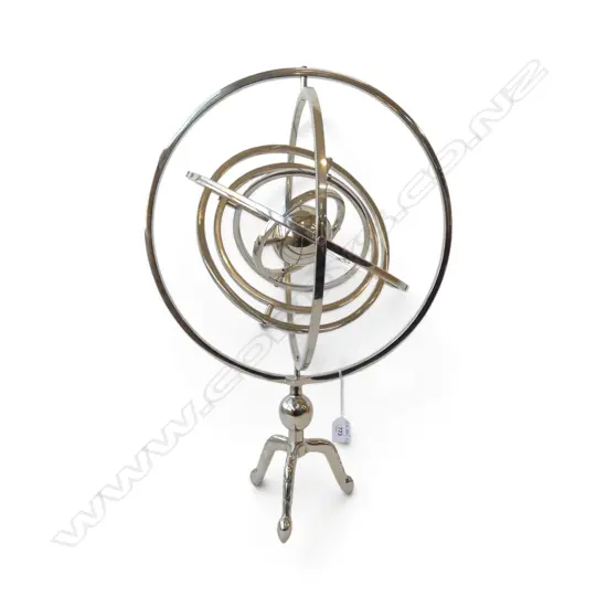 SILVER METAL ARMILLARY SPHERE H.570mm