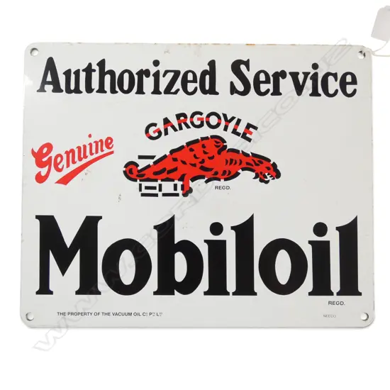 MOBILOIL AUTHORISED SERVICE METAL SIGN 275x340mm