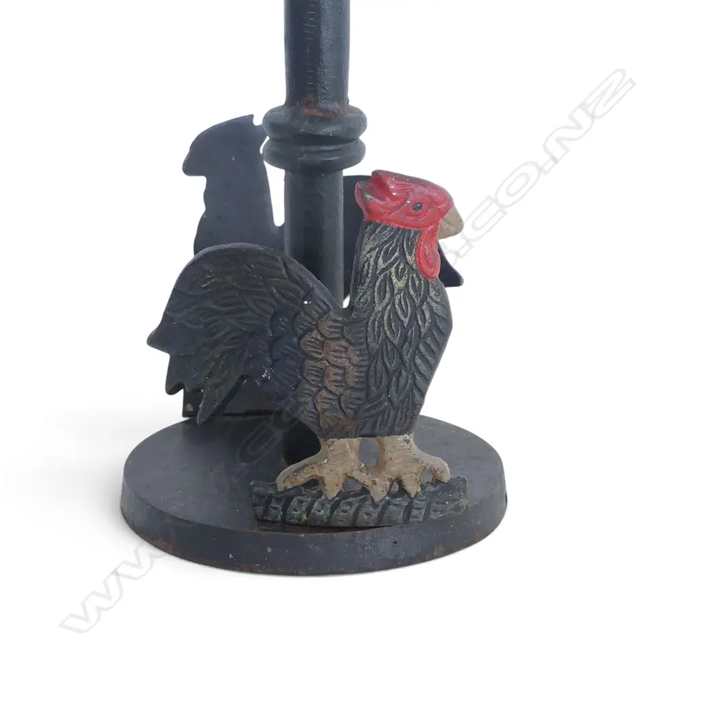 VINTAGE CAST IRON ROOSTER PAPER TOWEL HOLDER, H.280MM Image 1++