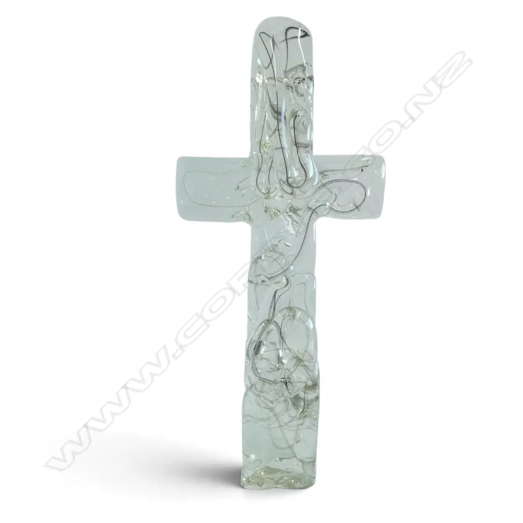 MOLTEN CLEAR STUDIO GLASS STANDING CRUCIFIX H390MM Image 1++