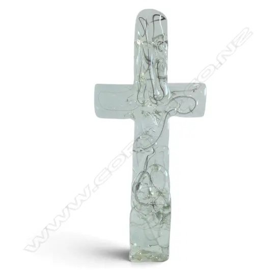 MOLTEN CLEAR STUDIO GLASS STANDING CRUCIFIX H390MM