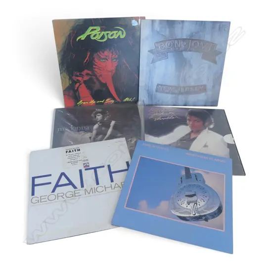 6 LPs; MADONNA, GEORGE MICHAEL, MICHAEL JACKSON, DIRE STRAITS, BON JOVI & POISON
