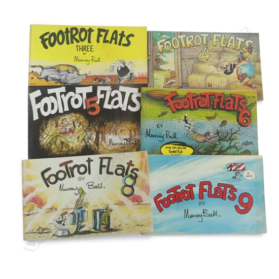 6 VINTAGE FOOTROT FLATS MURRAY BALL NO. 3-8 BOOKS LOWER HUTT, L.266MM