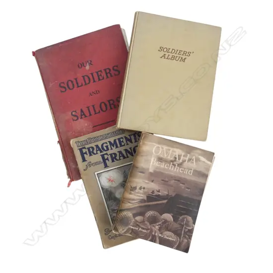 4 WWII BOOKS; OMAHA BEACHHEAD, SOLDIERS ALBUM, BAIRNSFATHER