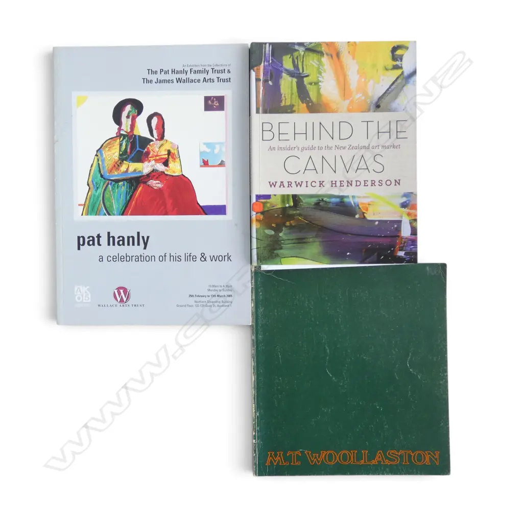 3 NEW ZEALAND ART REFERENCE BOOKS; BEHIND THE CANVAS, M.T. WOOLLASTON & PAT HANLY - A CELEBRATION OF HIS LIFE & WORK Image 1++