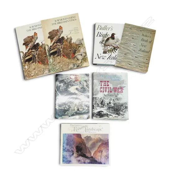 5 LG BOOKS; JOHN GULLY (SIGNED), CIVIL WAR, WHOLE EARTH CATALOG, BULLERS BIRDS, CHING BIRD PAINTINGS