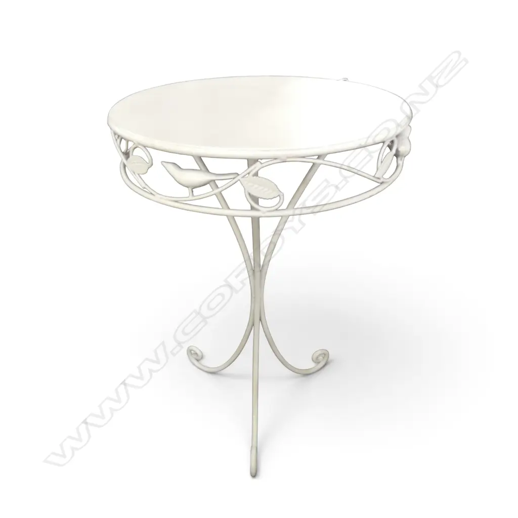 WHITE METAL ENGRAVED PEACOCK TABLE Dia.725mm Image 1++