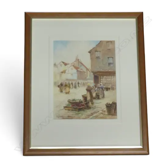 ROBERT HERDMAN-SMITH (1879-1945) 'MARKET DAY SELBY YORKSHIRE' WC 270x210mm