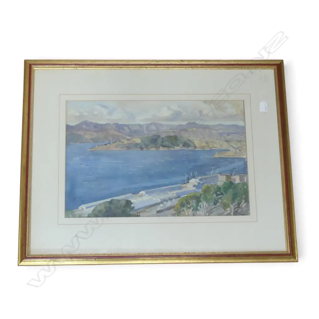 BEATRICE SEDDON (1889-1987) WELLINGTON HARBOUR, WC SIGNED & DATED 1946 370x565mm FOXING Image 1++