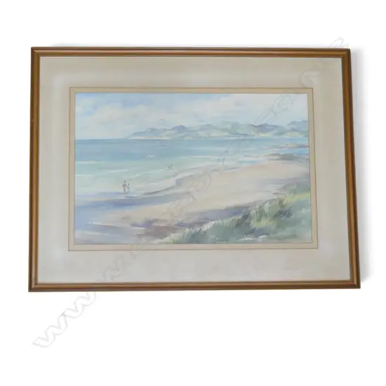 Margot Mountain (1916 - 2005) Untitled Coastal Beach Scene. Watercolour. 330mm x 515mm