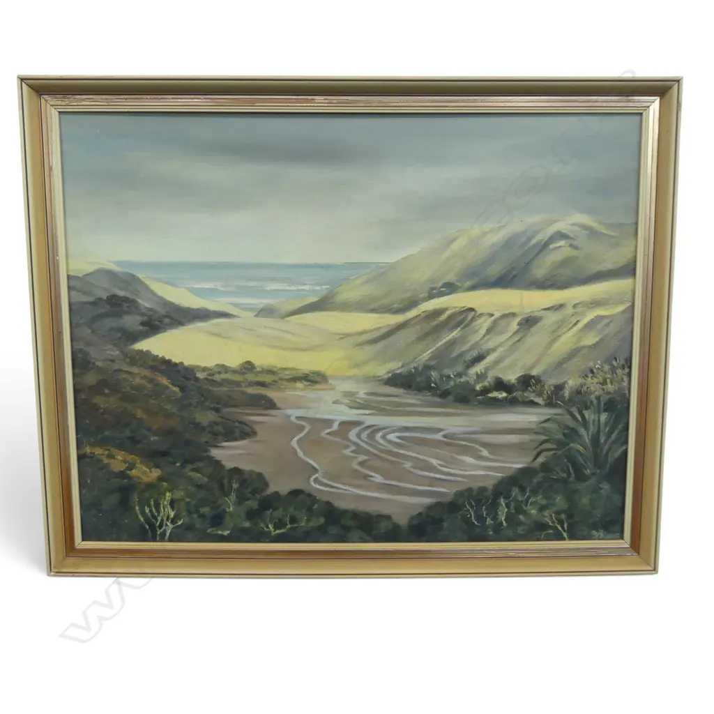 M. DOHERTY (NZ 1909-1984), FRAMED OIL ON BOARD, WILD WEST COAST BEACH AUCKLAND AREA, 490 x 640MM Image 1++