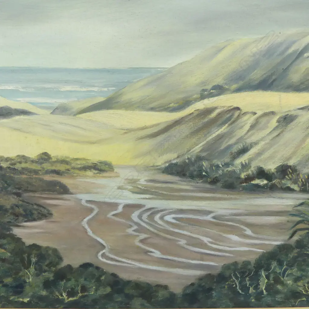 M. DOHERTY (NZ 1909-1984), FRAMED OIL ON BOARD, WILD WEST COAST BEACH AUCKLAND AREA, 490 x 640MM Image 1++