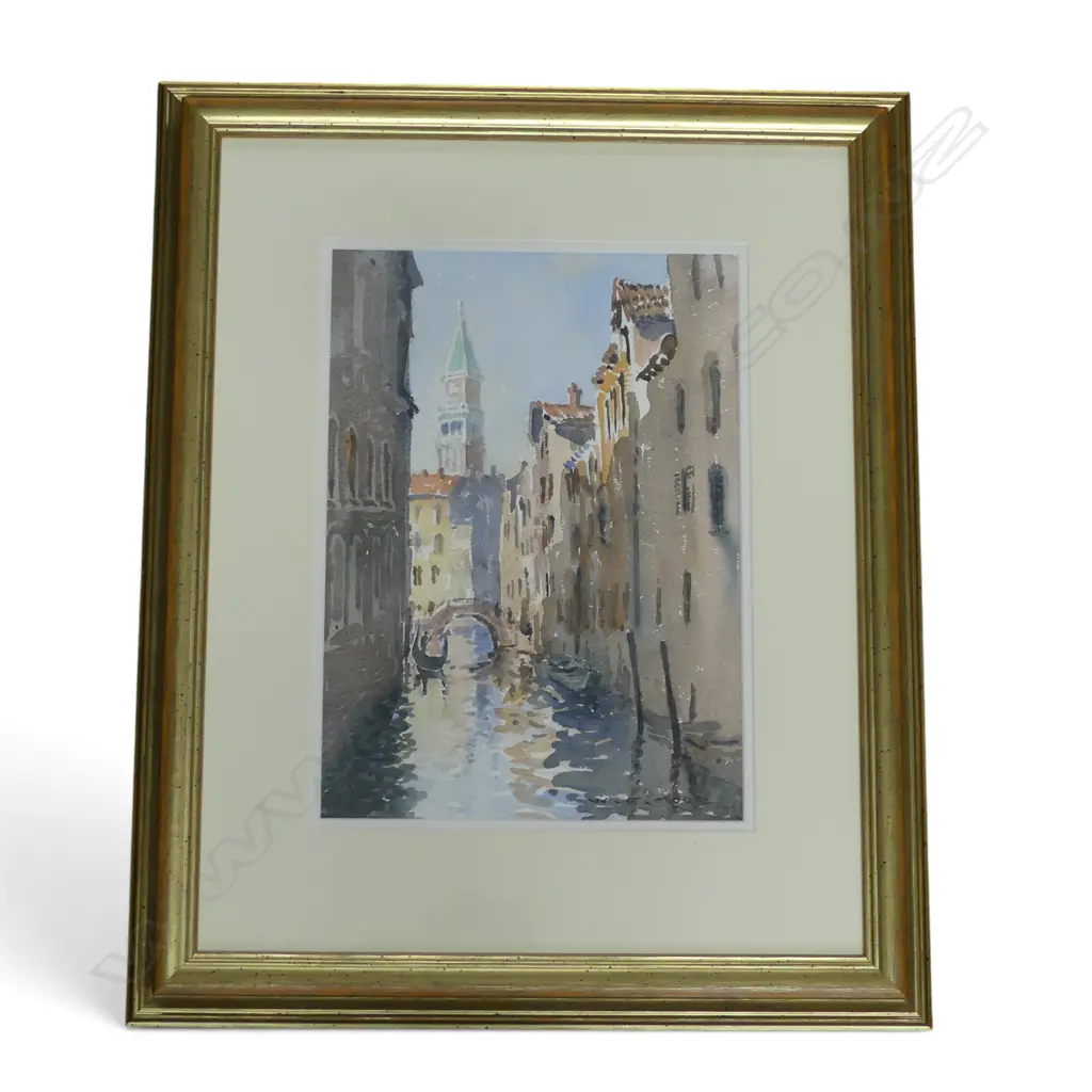 WILLIAM F. MOORE 'VENETIAN CANAL II, VIEW FROM PONTE DEL LOVO' WC, SIGNED & DATED '99 370x265mm Image 1++