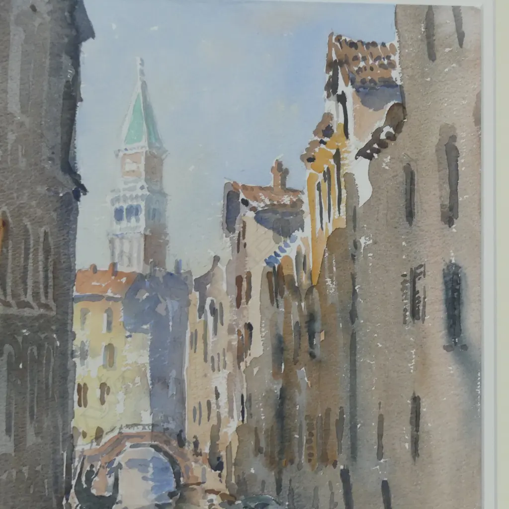 WILLIAM F. MOORE 'VENETIAN CANAL II, VIEW FROM PONTE DEL LOVO' WC, SIGNED & DATED '99 370x265mm Image 1++