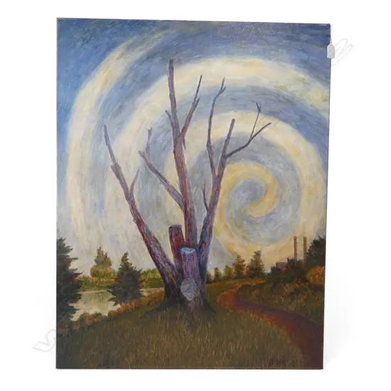 ROGER STAPLES (1942-2025), TREE IN LANDSCAPE, OIL ON CANVAS, SIGNED & DATED '20 900x700mm