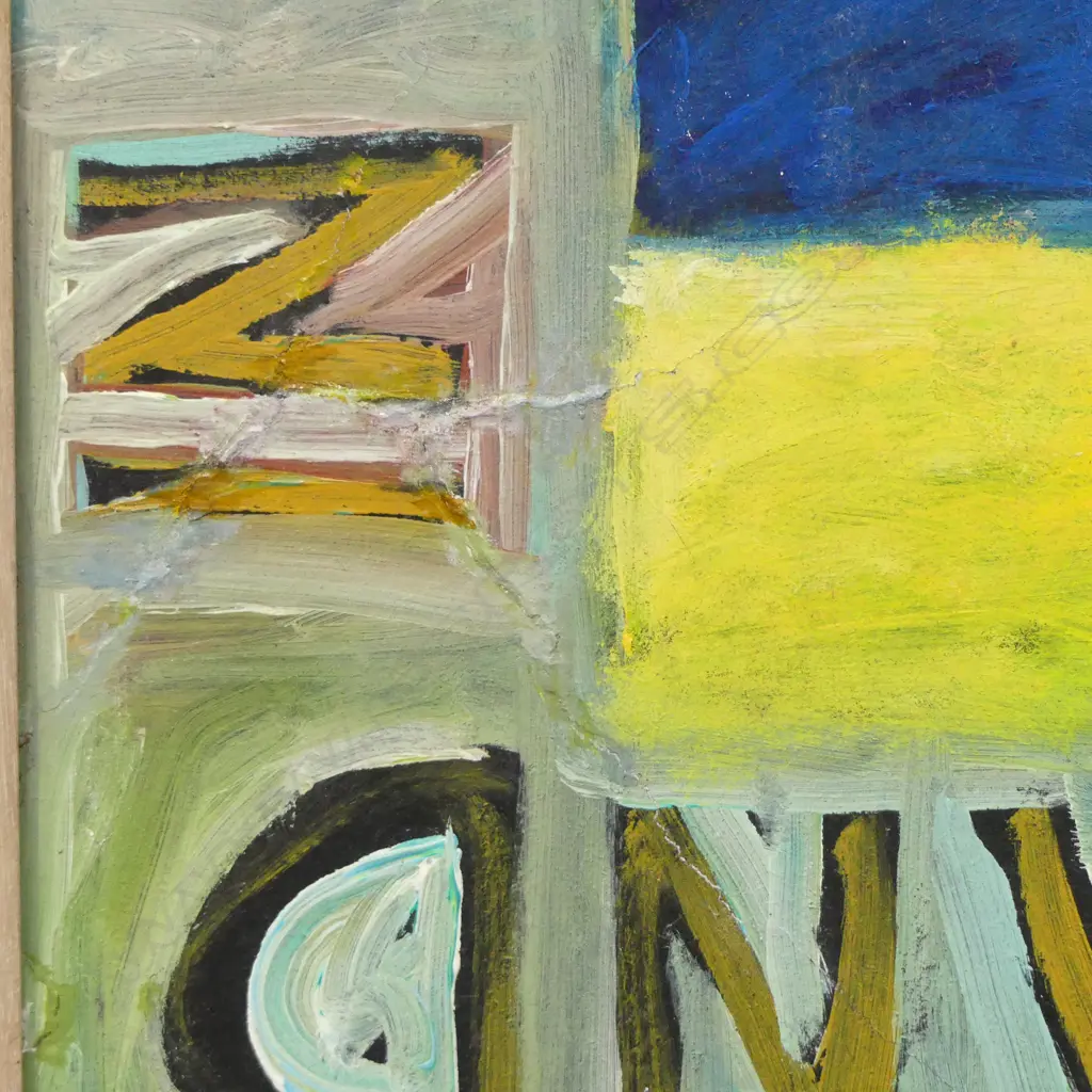 FRAMED SIGNED SIMON PAYTON OIL ON BOARD ' AND IN THE SUN THEY SOAKED THEIR SKINS' REPAIR TO LEFT CORNER, 830 X 830MM Image 1++