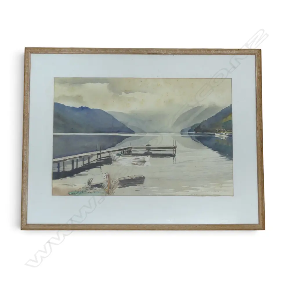 FRAMED W/C LAKE ROTORUA SOUTH ISLAND SIGNED CYRIL WHITEOAK H350 W540MM Image 1++