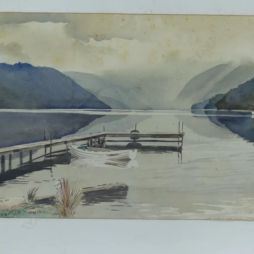 FRAMED W/C LAKE ROTORUA SOUTH ISLAND SIGNED CYRIL WHITEOAK H350 W540MM Image 1++