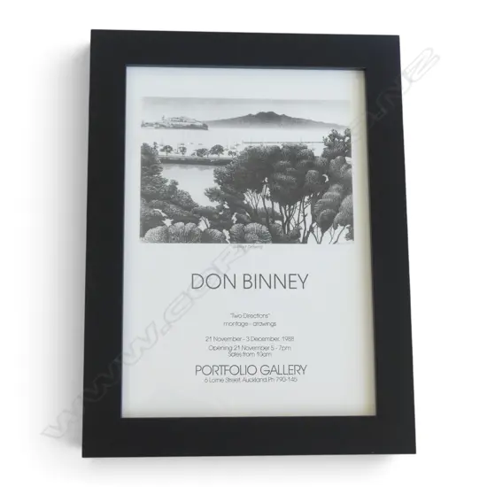 FRAMED DON BINNEY PORTFOLIO GALLERY EXHIBITION POSTER, TWO DIRECTIONS, 1988, 285x200mm