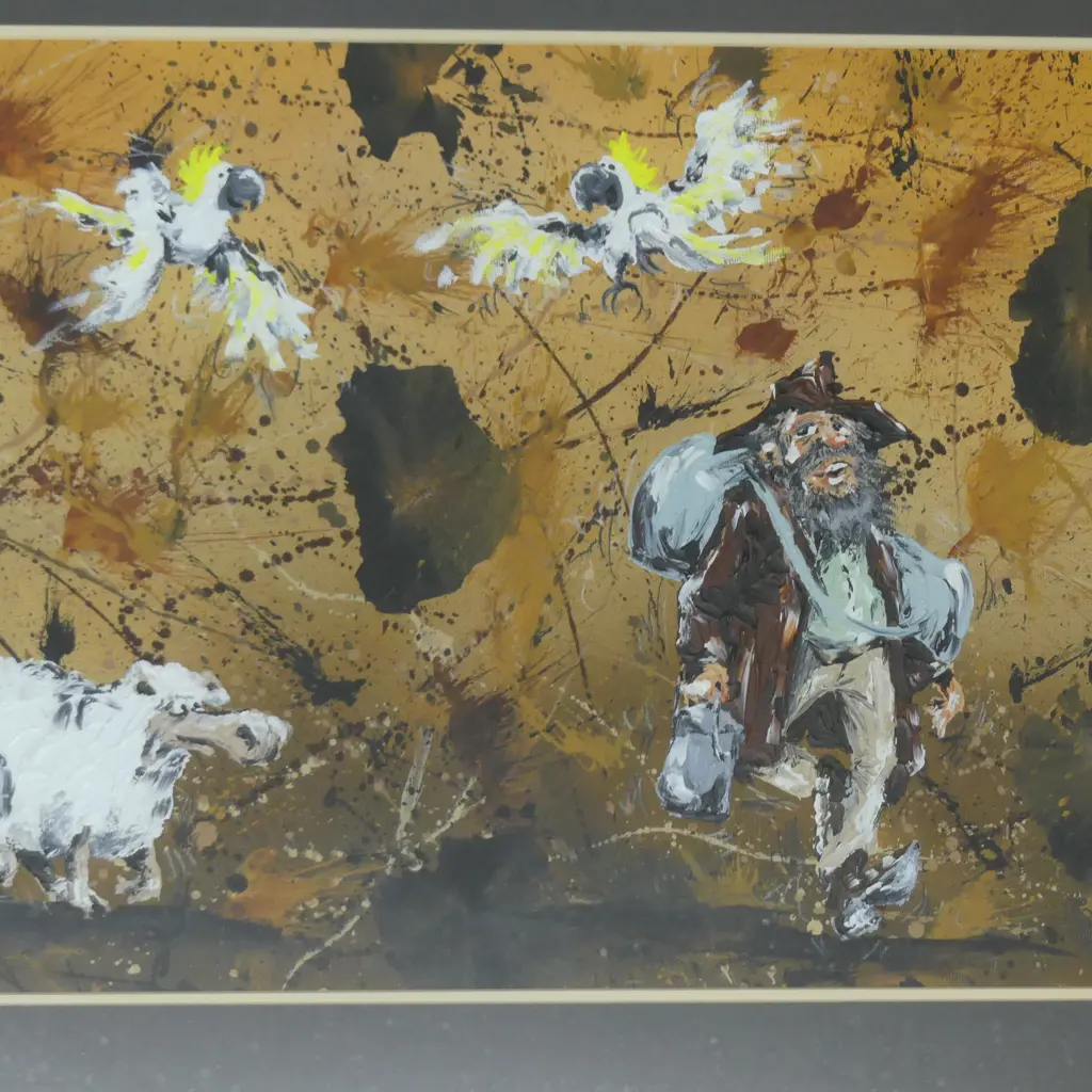 AUSTRALIAN ARTWORK A FRIEND FOR COMPANY SIGNED PAUL DORIN H450 W560MM Image 1++